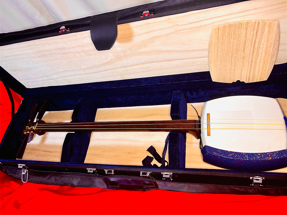 高級 三味線 太棹 綾杉胴 東サワリ 2本溝 金細 津軽 破れなし ケース