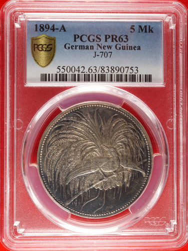 独領ニューギニア5マルク銀貨 1894 極楽鳥 | 新橋スタンプ商会