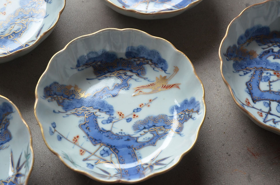 古伊万里色絵金彩羽子板覗き猪口蕎麦猪口江戸時代 古伊万里色絵金彩