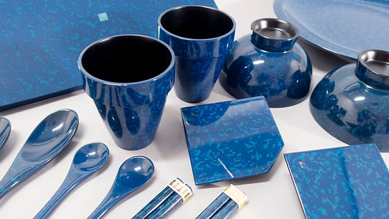 新品・希少品】津軽塗 丸盆 ロイヤルブルー【弘前津軽塗商工業共同組合