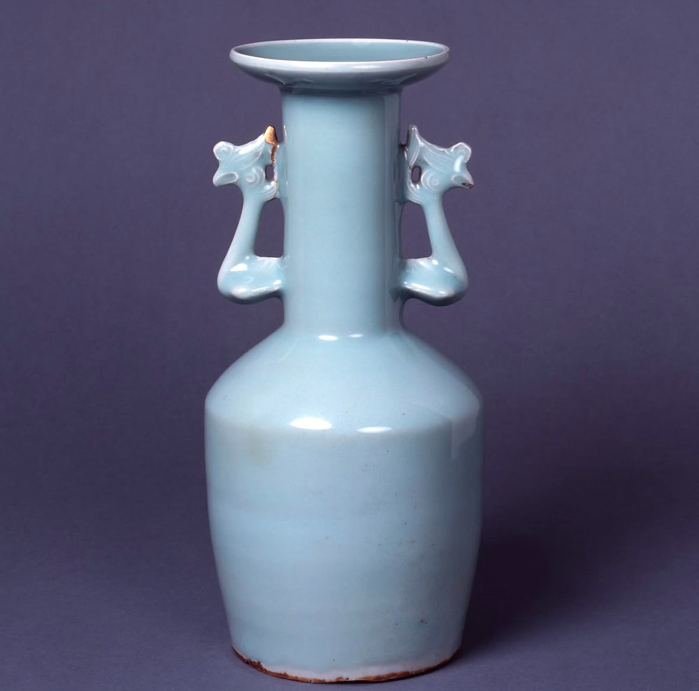 中国 大明宣徳年製銘 龍鳳紋瓶 送料込み0716 中国 大明宣徳年製銘 龍鳳