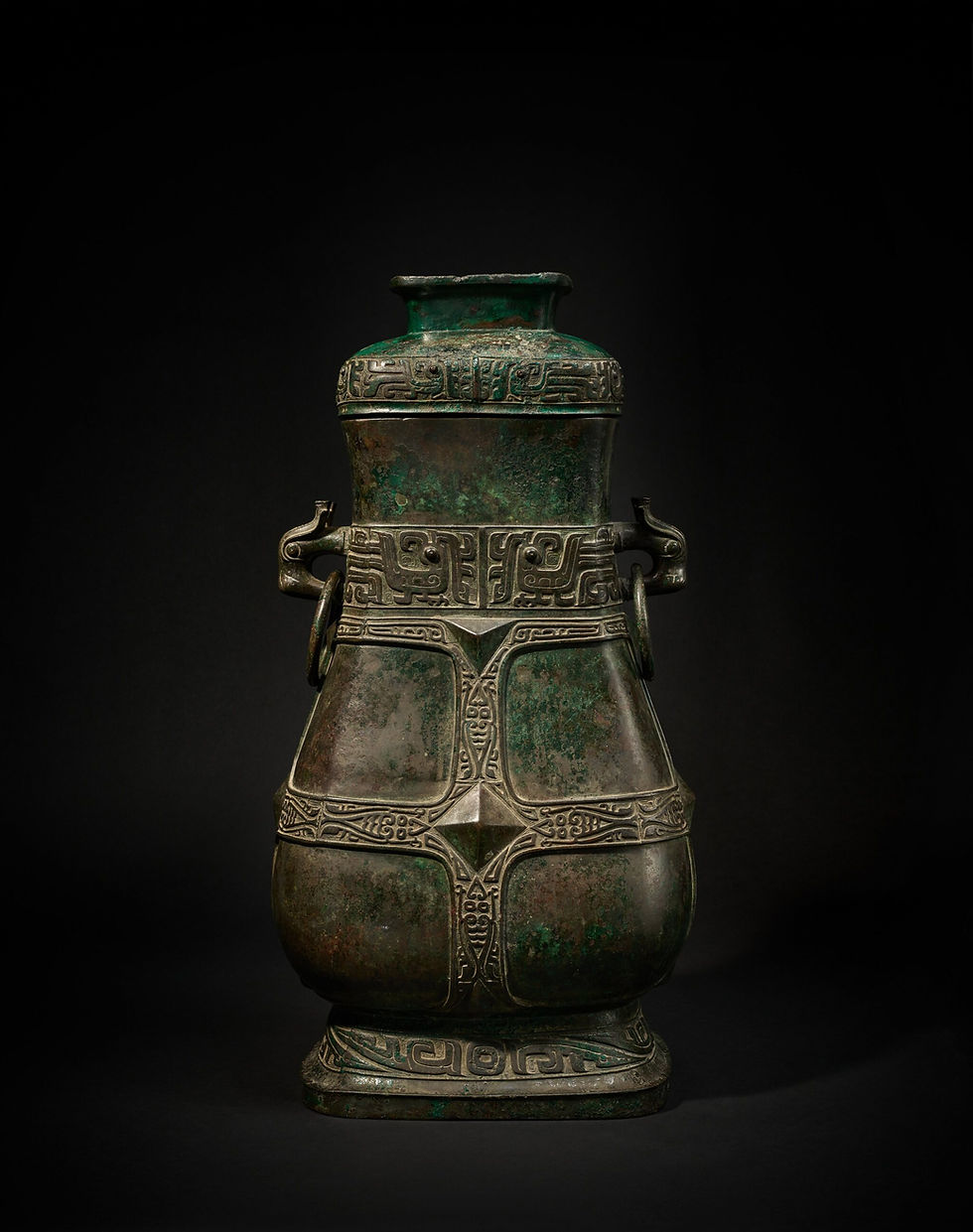 中国美術 青銅 釣鐘 饕餮紋 大小 四件 揃 書家旧蔵品(LC338)