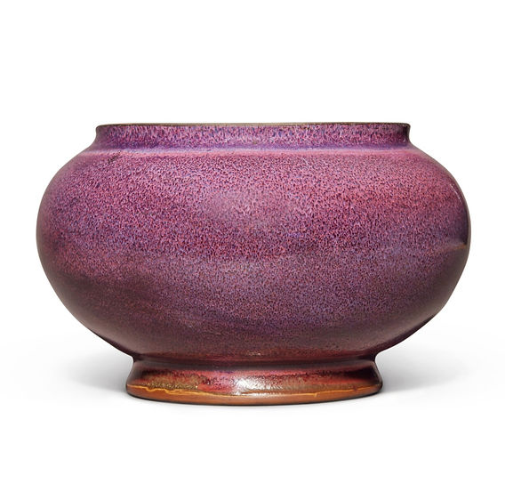 中国美術 鈞窯 斑紫釉 壷 φ23.5cm(K-LC211) 中国美術 鈞窯