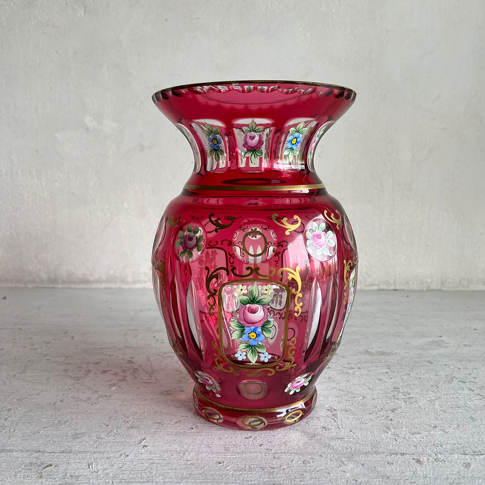 ボヘミアグラス カリグラス チェコスロバキア 三越 花瓶 ガラス工芸