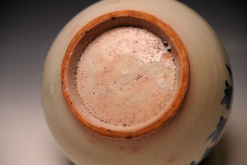 李朝 鶴首花入 分院 染付け 韓国 朝鮮 古美術 骨董 蝙蝠牡丹文 陶磁器