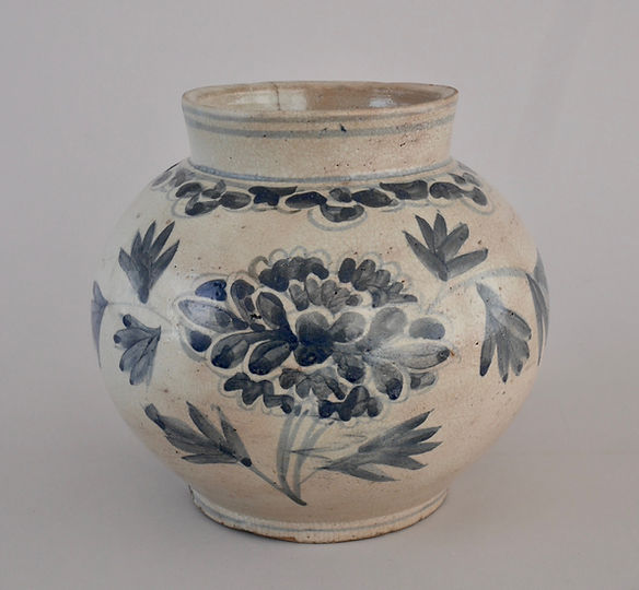 朝鮮美術 李朝 高麗白磁 染付 花文 小壷 M R7500 朝鮮美術 李朝 高麗