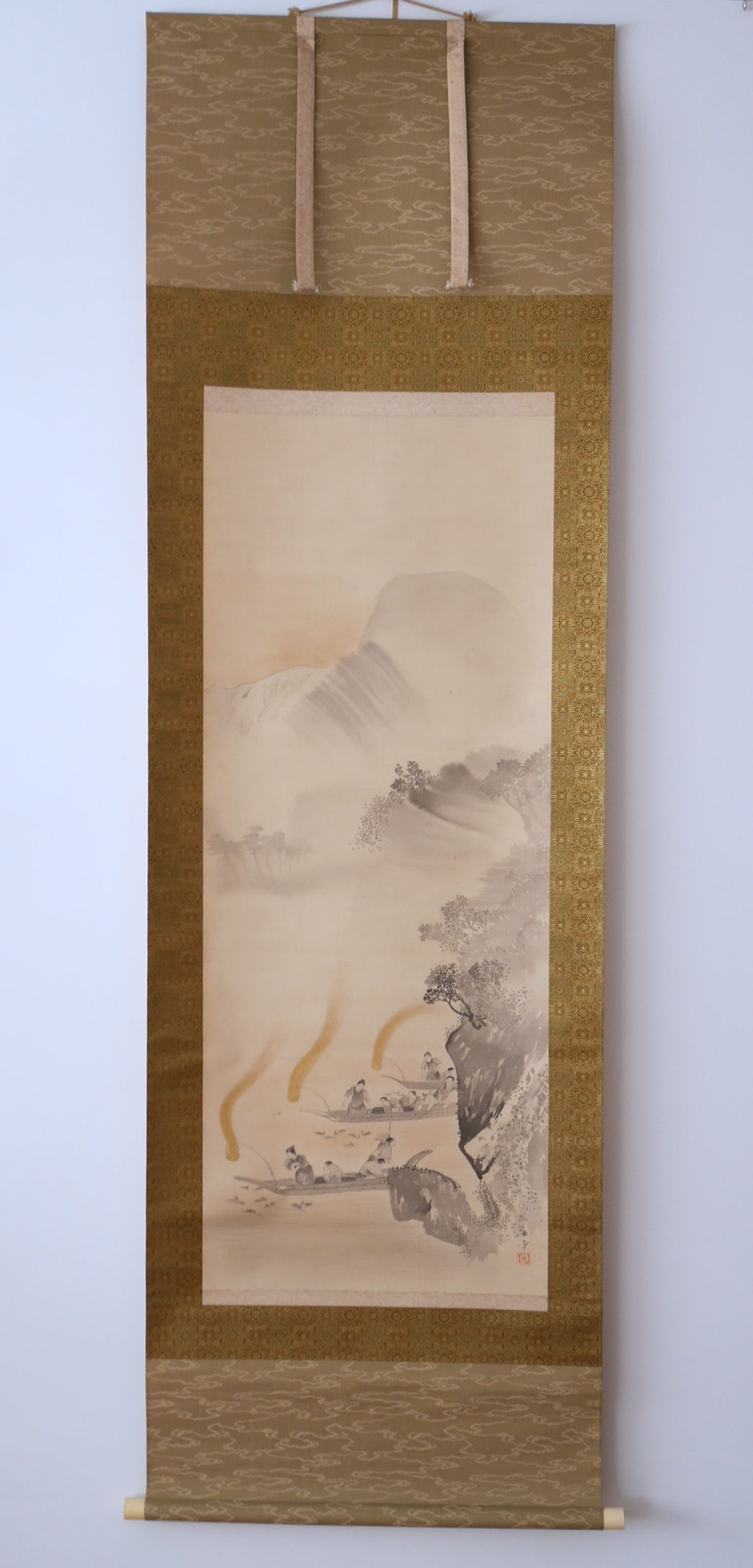 西陣織／木曽亮爾 (織)・宇田萩邨 (原画)「寶舟」掛軸 共箱 【公式通販】