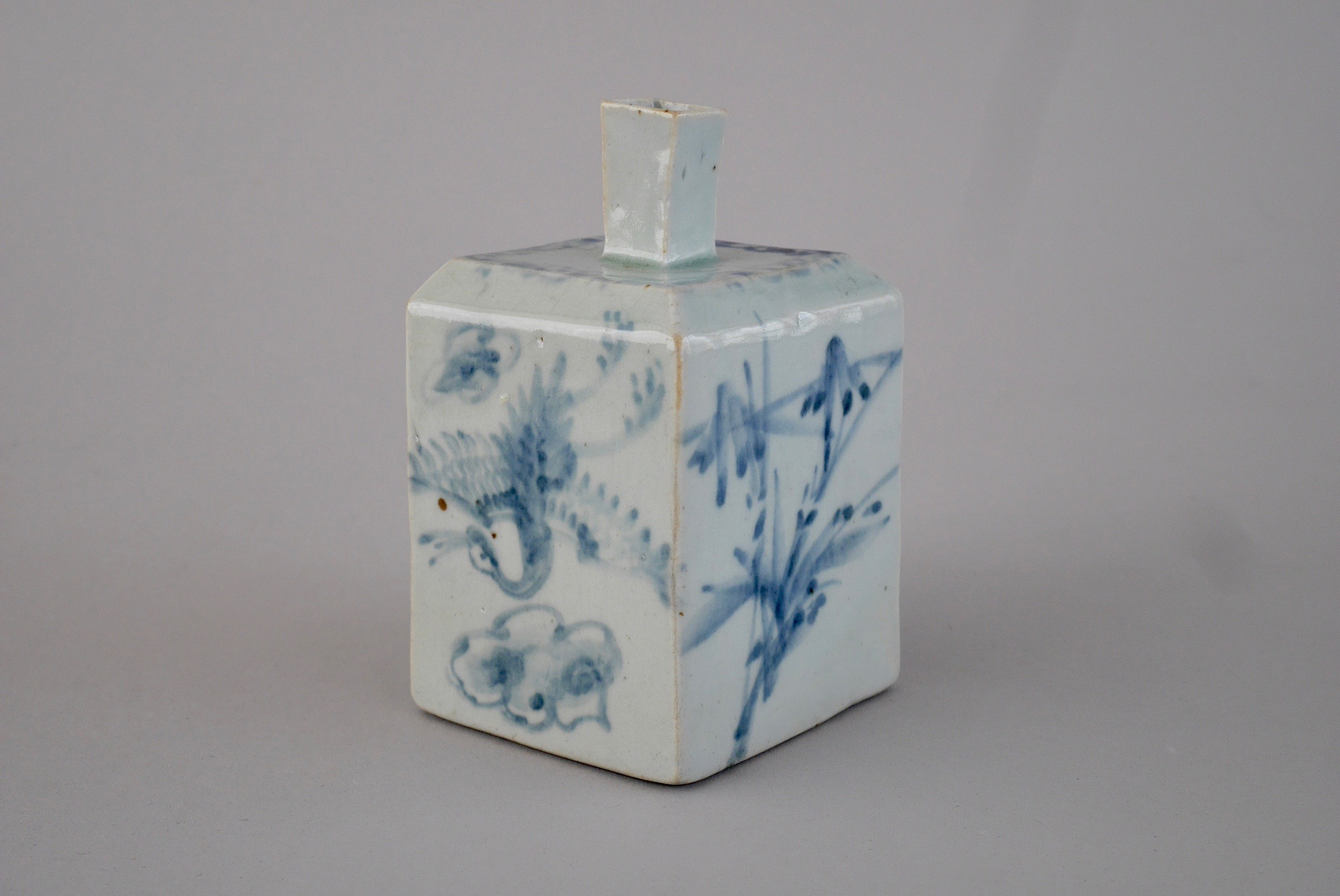 李朝 高麗白磁 盤口瓶 徳利 時代箱付 V R2178