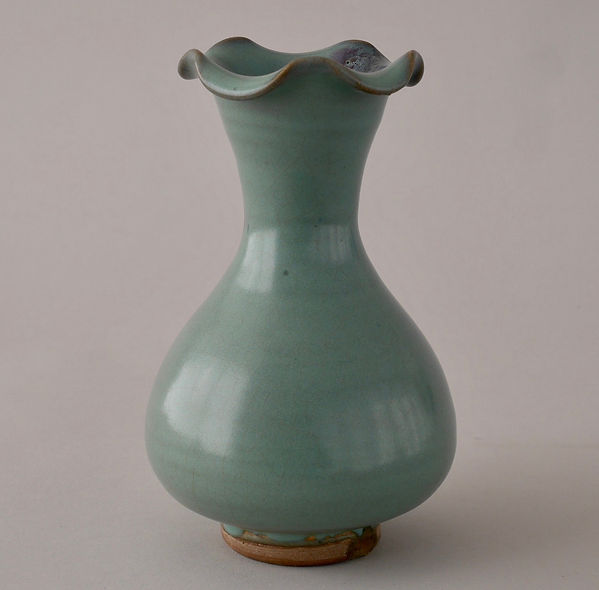 中国 哥窯 青磁 金絲鉄線 氷裂文瓶 M R6259 中国美術 陶磁器