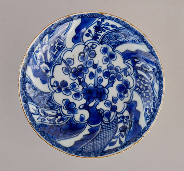 中国古美術/青花吉祥文円形硯/ 中国古美術/青花吉祥文円形硯/ 中国古