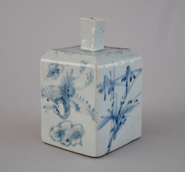 李朝 染付 面取瓶 徳利 秋草文 李朝 染付 面取瓶 徳利 秋草文 李朝 染