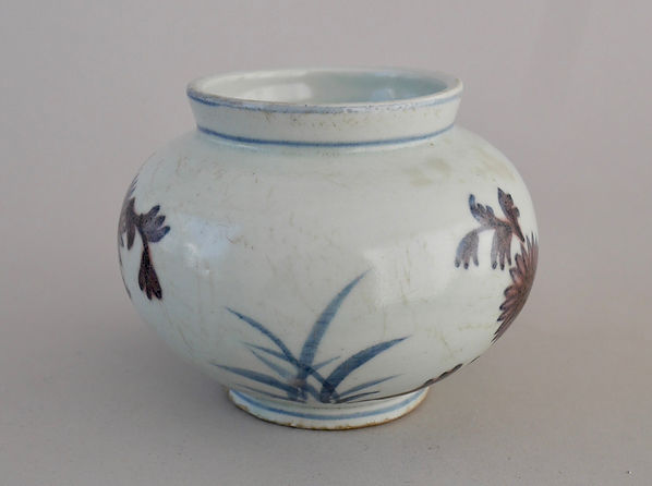 李朝 磁器 骨董品 朝鮮美術 陶磁器 | 李朝白磁染付辰砂枝