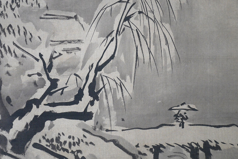 真作/狩野探幽/寿老人図/布袋屋掛軸HH-637