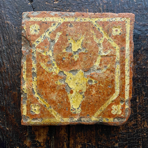 中世 フランス 象嵌タイル 百合の紋章