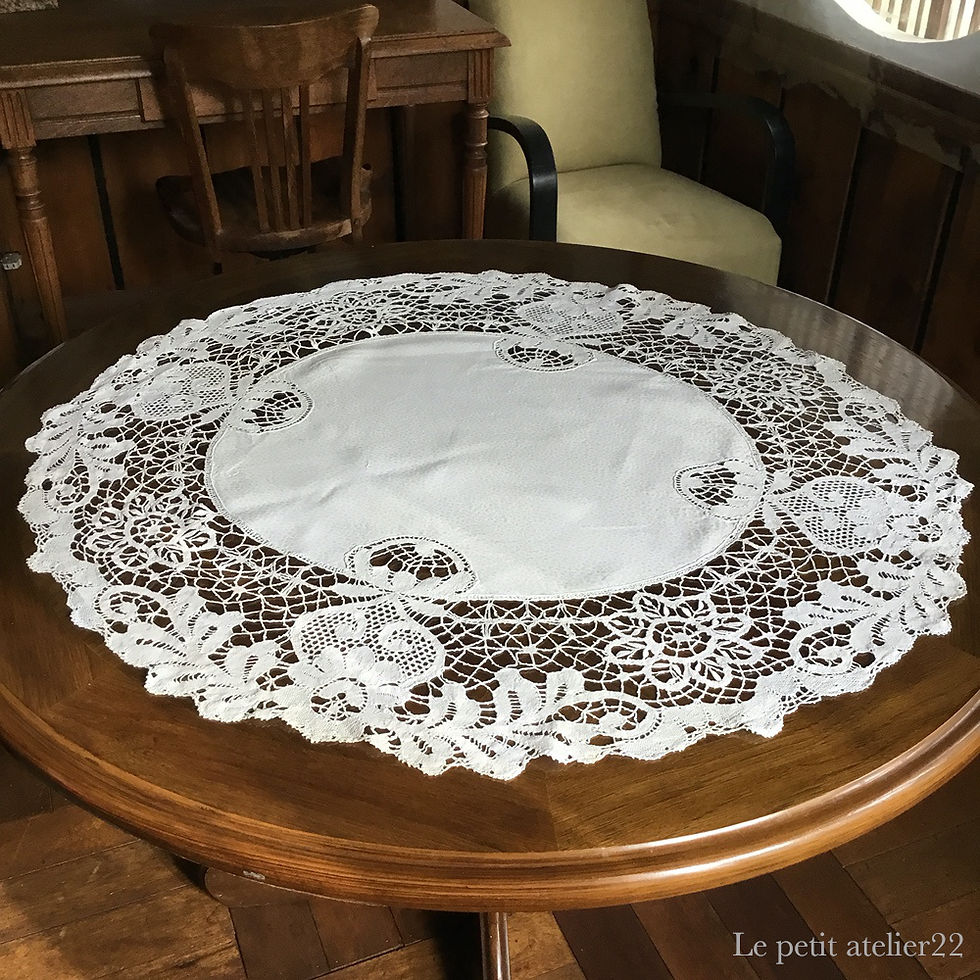 ボヘミアンテイスト・アンティークテーブルクロス・クロシェ編み