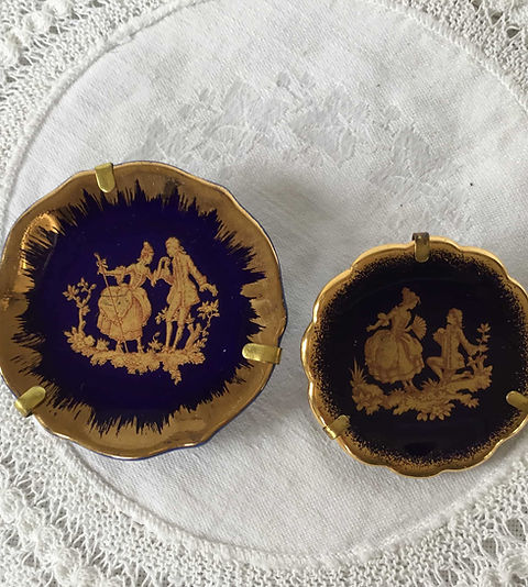 ミニチュア 2点セット)フランス アンティーク リモージュ 金彩 絵皿2枚