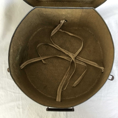 フランス アンティーク ハットボックス 帽子ケース レザー調 こげ茶