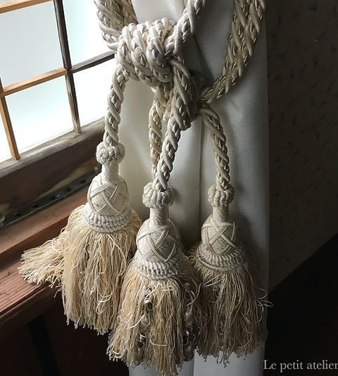 2本セット)フランス アンティーク カーテンタッセル シャンパン