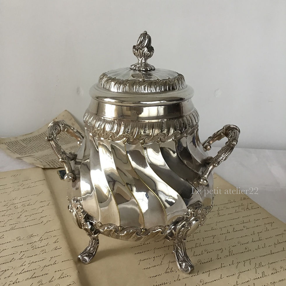 フランス アンティーク メタル銀メッキのシュガーポット シルバー