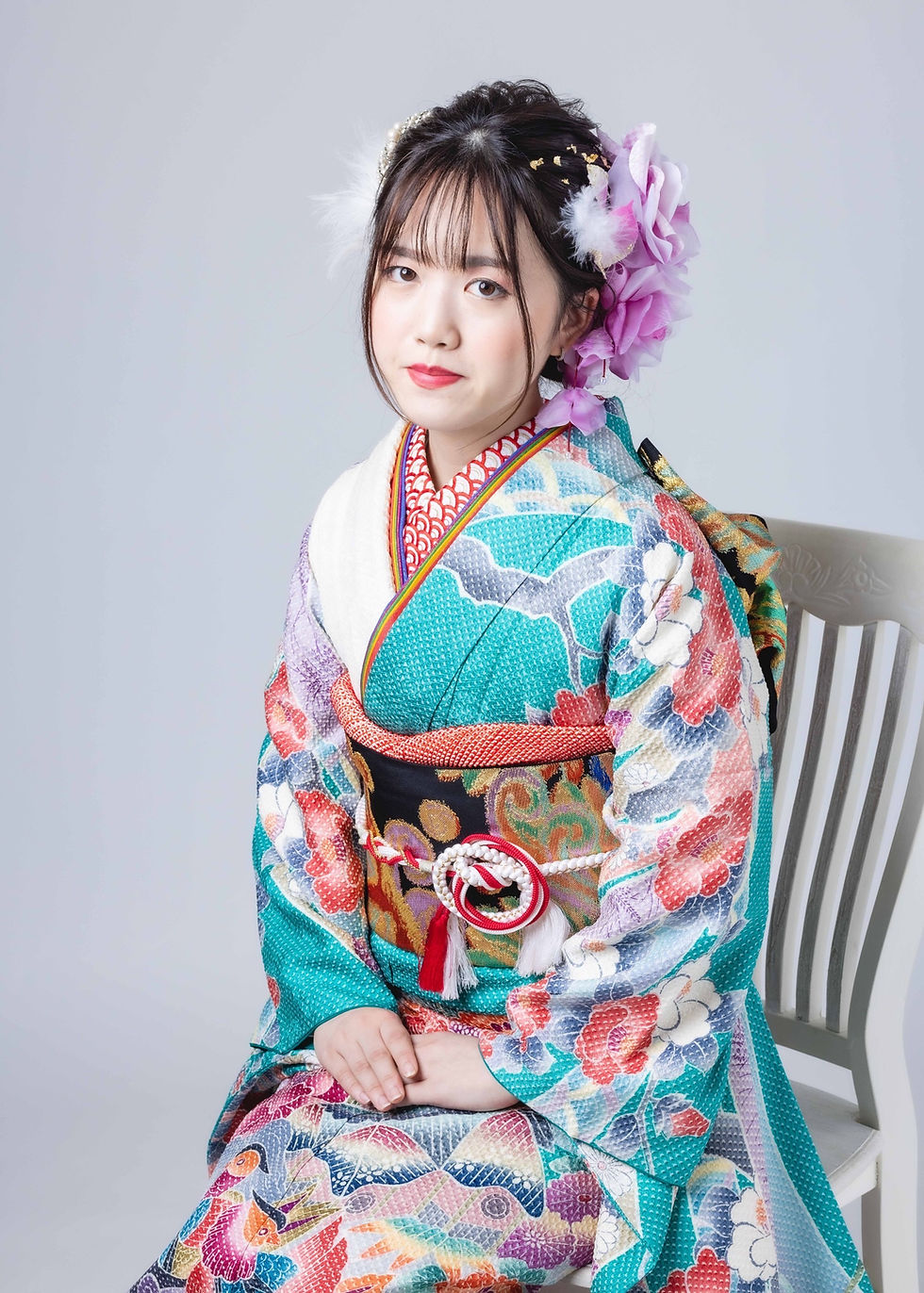 振袖 フルセット6点サイズM〜L草花文 銀駒彩 正絹 振袖 フルセット6点