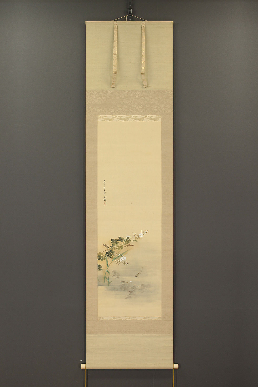 掛軸 伊藤素軒 鯉 木箱 月上 水 3-4 掛軸 伊藤素軒