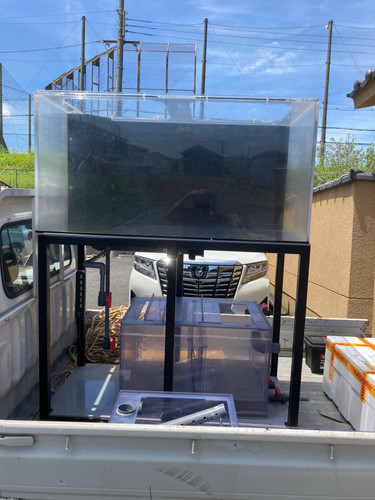 アクリル水槽 蓋付き 1800 450 H550 背面オーバーフロー 中古アクリル