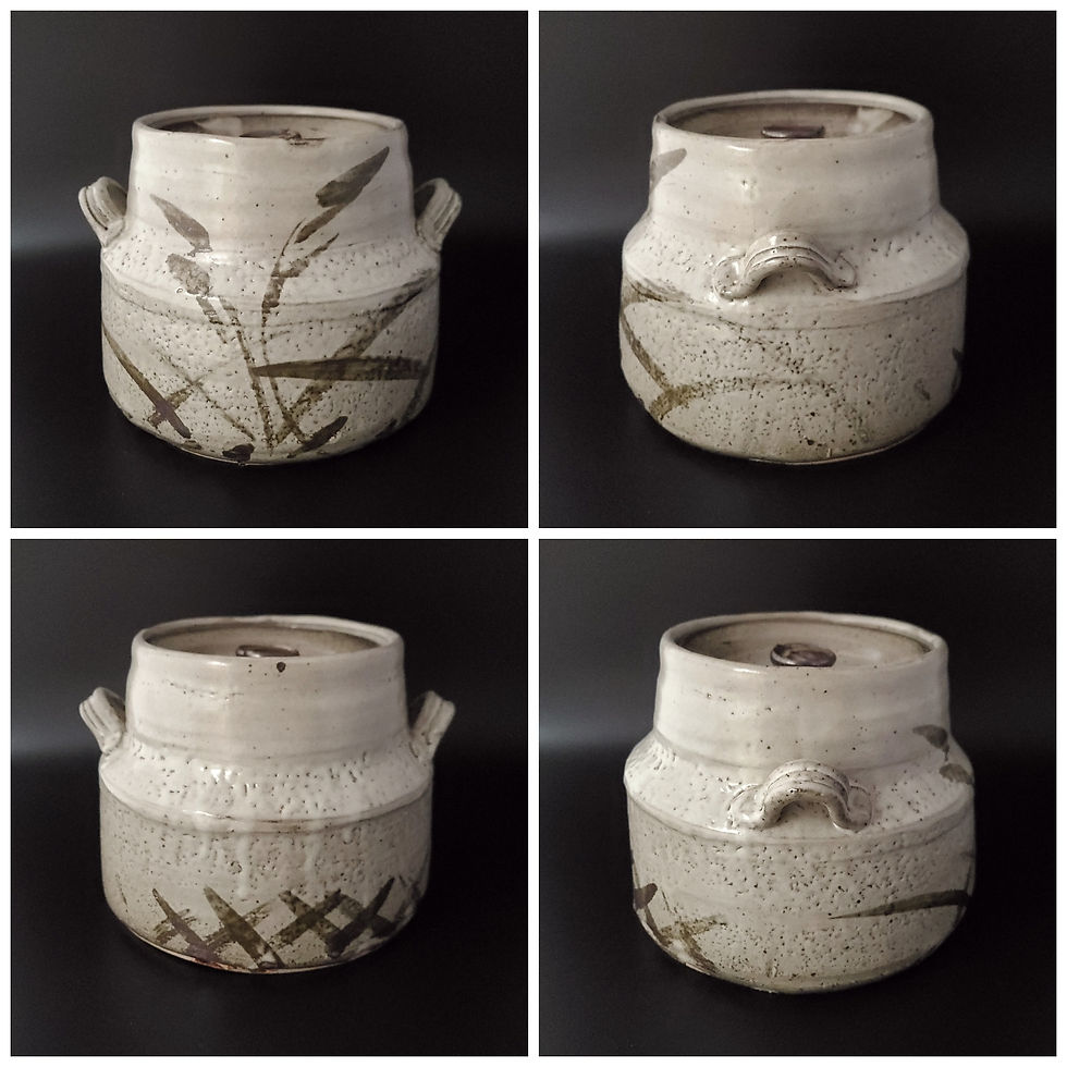 P447 水指 『唐津焼』『内山仙鶴造』『耳付水指』 共箱 茶道具