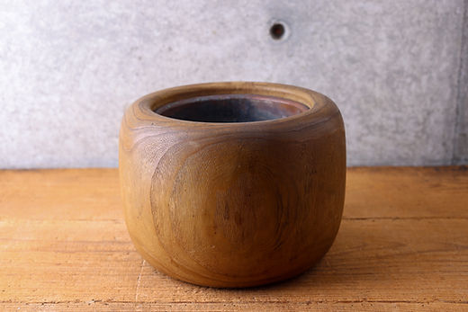 昭和初期 大胆な杢目が目を引く桐の火鉢 木胴銅