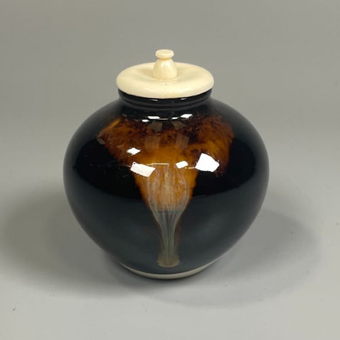 古瀬戸文琳茶入 共箱 仕覆 古瀬戸文琳茶入 共箱 仕覆