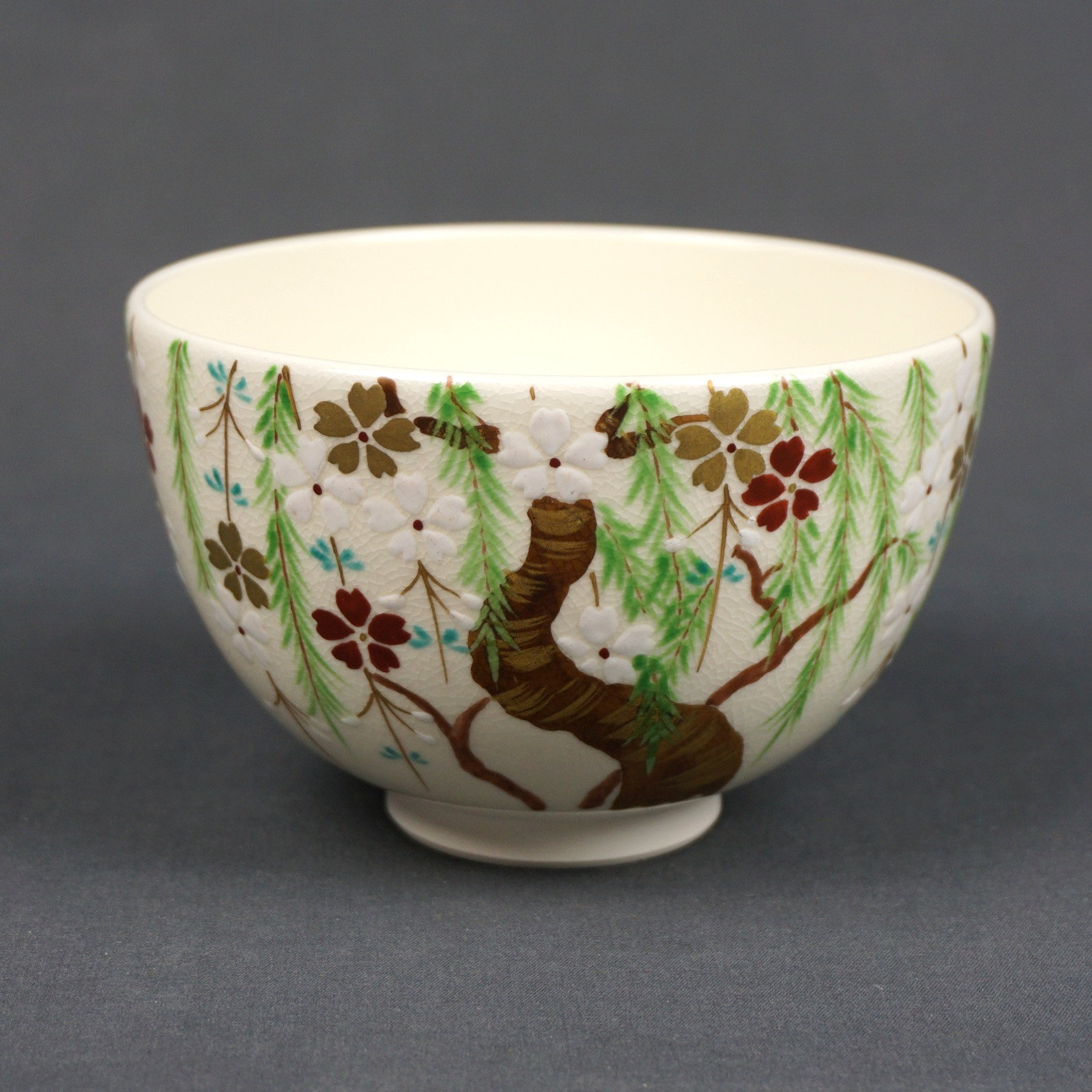 粟田焼 鍵屋 安田浩人 造 茶碗 共箱 茶道具