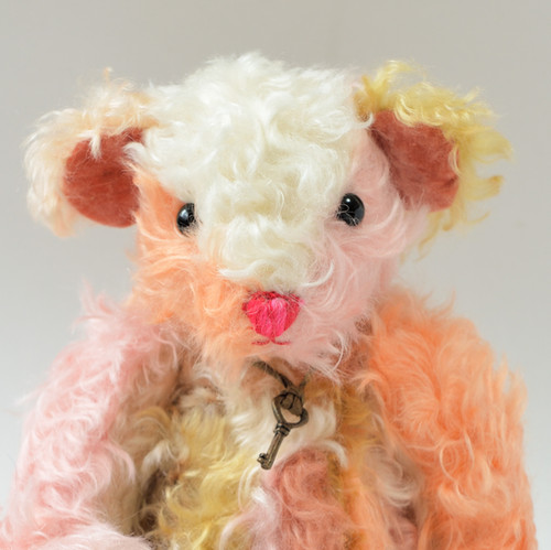 本格的なクラシカル テディベア カラフルパッチワーク ドイツ製モヘア