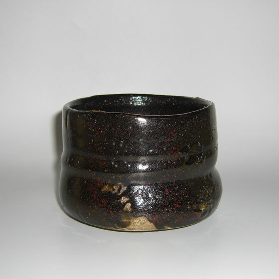 ♥美濃焼♥ 沓形 茶碗 織部黒 瀬戸黒 引出黒 桐箱付き 骨董